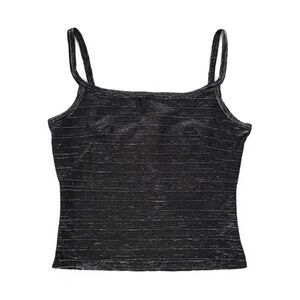 Vintage 90s Wrapper Black Metallic Silver Striped Square Neck Camisole Top